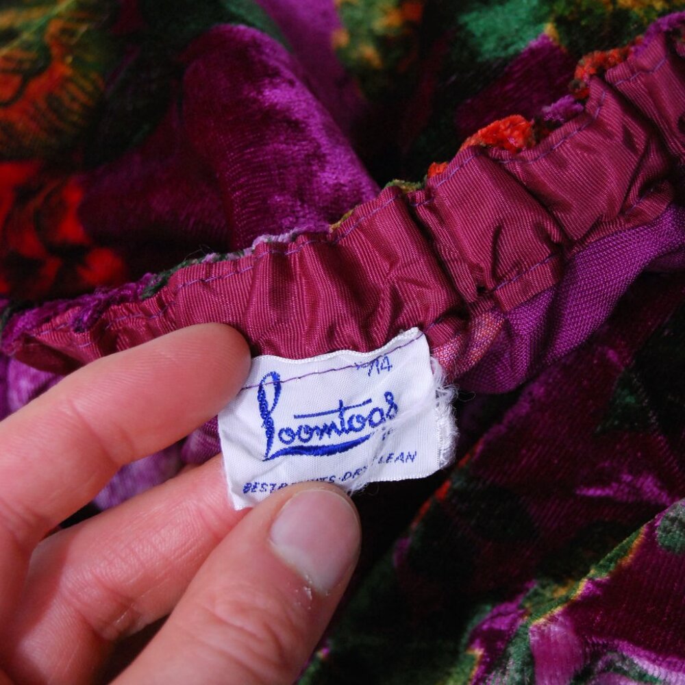 70s Velvet Floral Skirt (M) medium purple gold vintage Loomtogs boho hippie chic - Picture 8 of 8